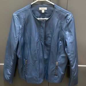 Navy faux leather jacket